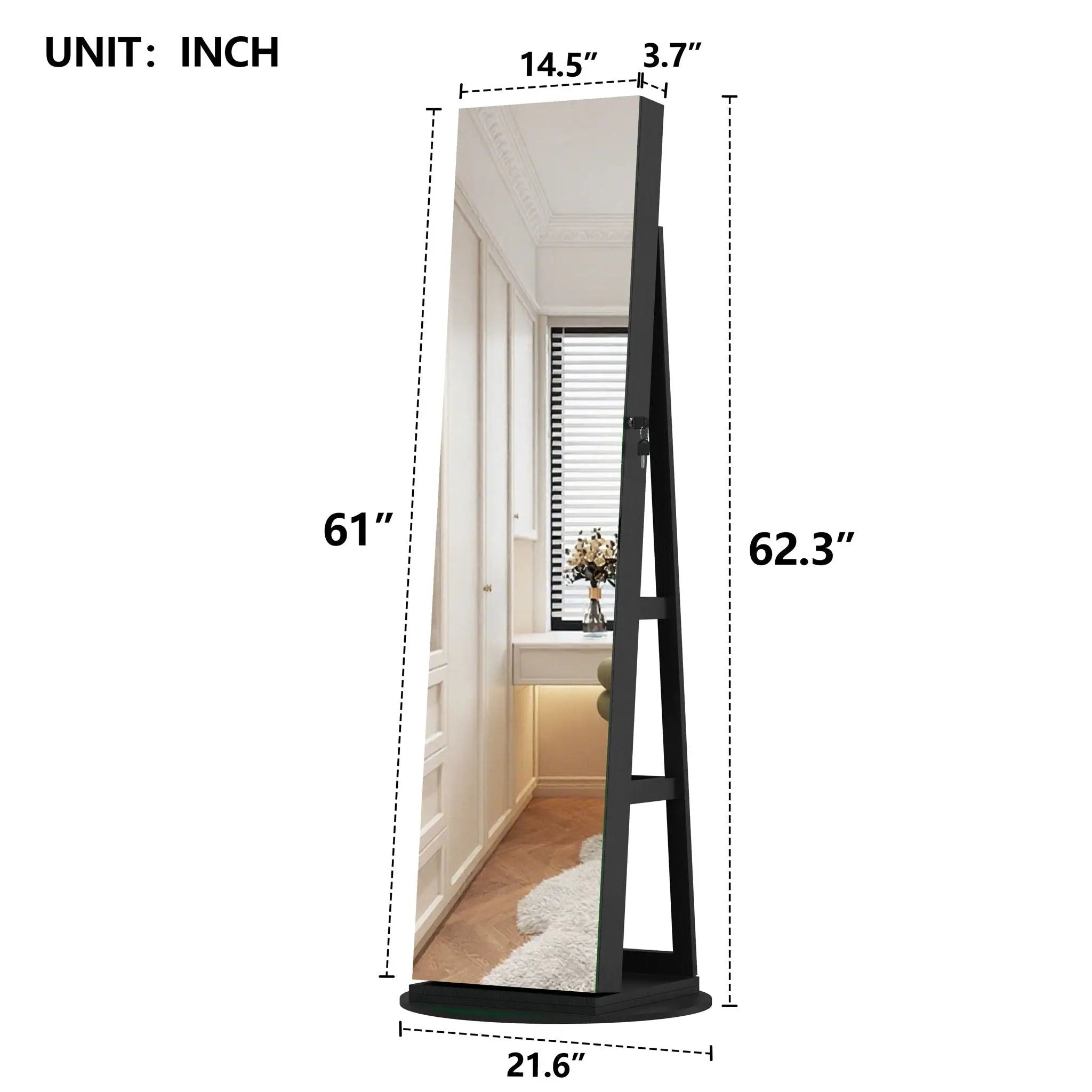 Swivel Jewelry Cabinet With Full Length Mirror by Unique Piece Furniture