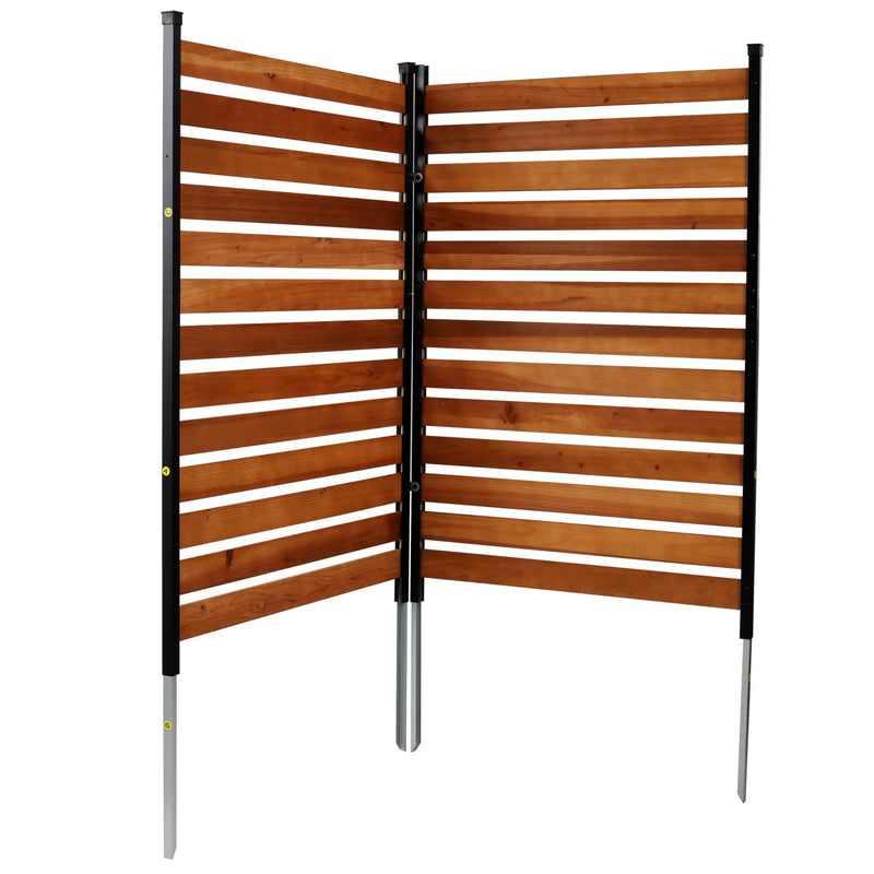Air Conditioner Fence, 60in H x 38in W (2-Panel) Wood Fence Panels with Metal Stakes by HouseOfZazla
