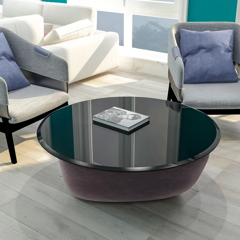 38.6" Round Tempered Glass Table Top Glass Beveled Polished Edge by HouseOfZazla