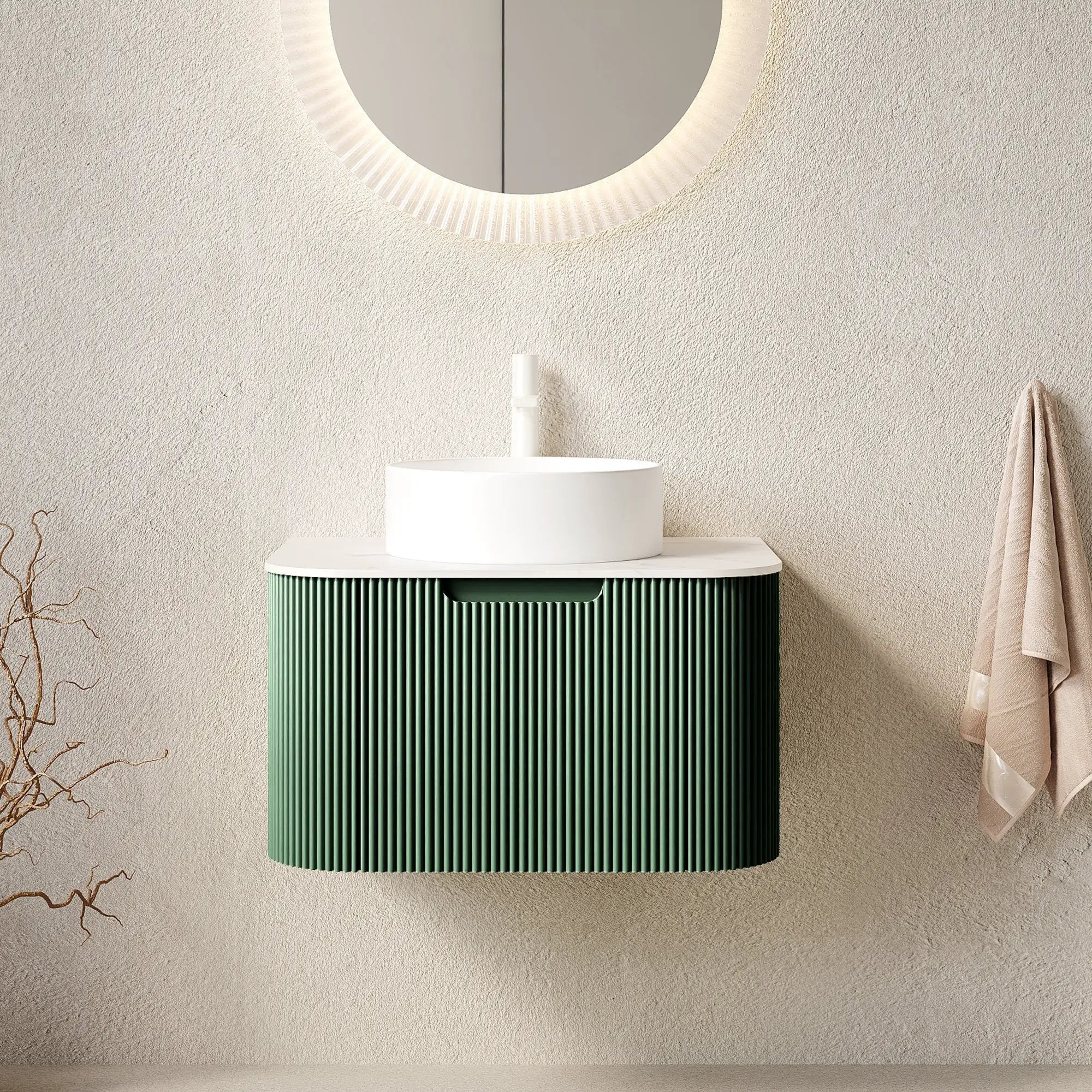 DINA 24" Bathroom Vanity & Sink, Floating Curved Edges by HouseOfZazla