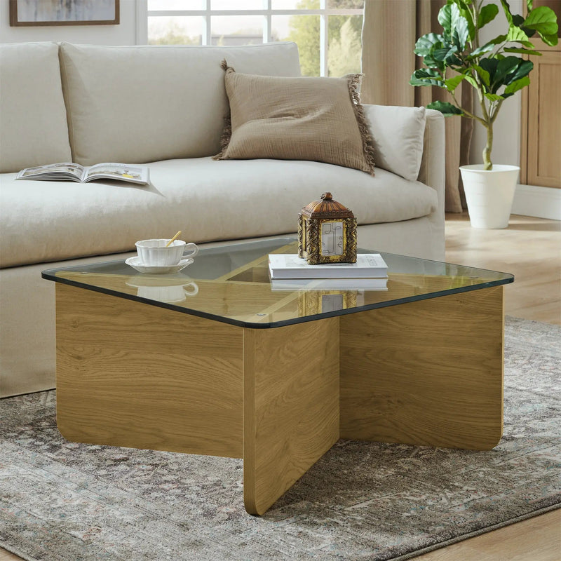Mid-Century Modern 31.5 Inch Glass Coffee Table by HouseOfZazla