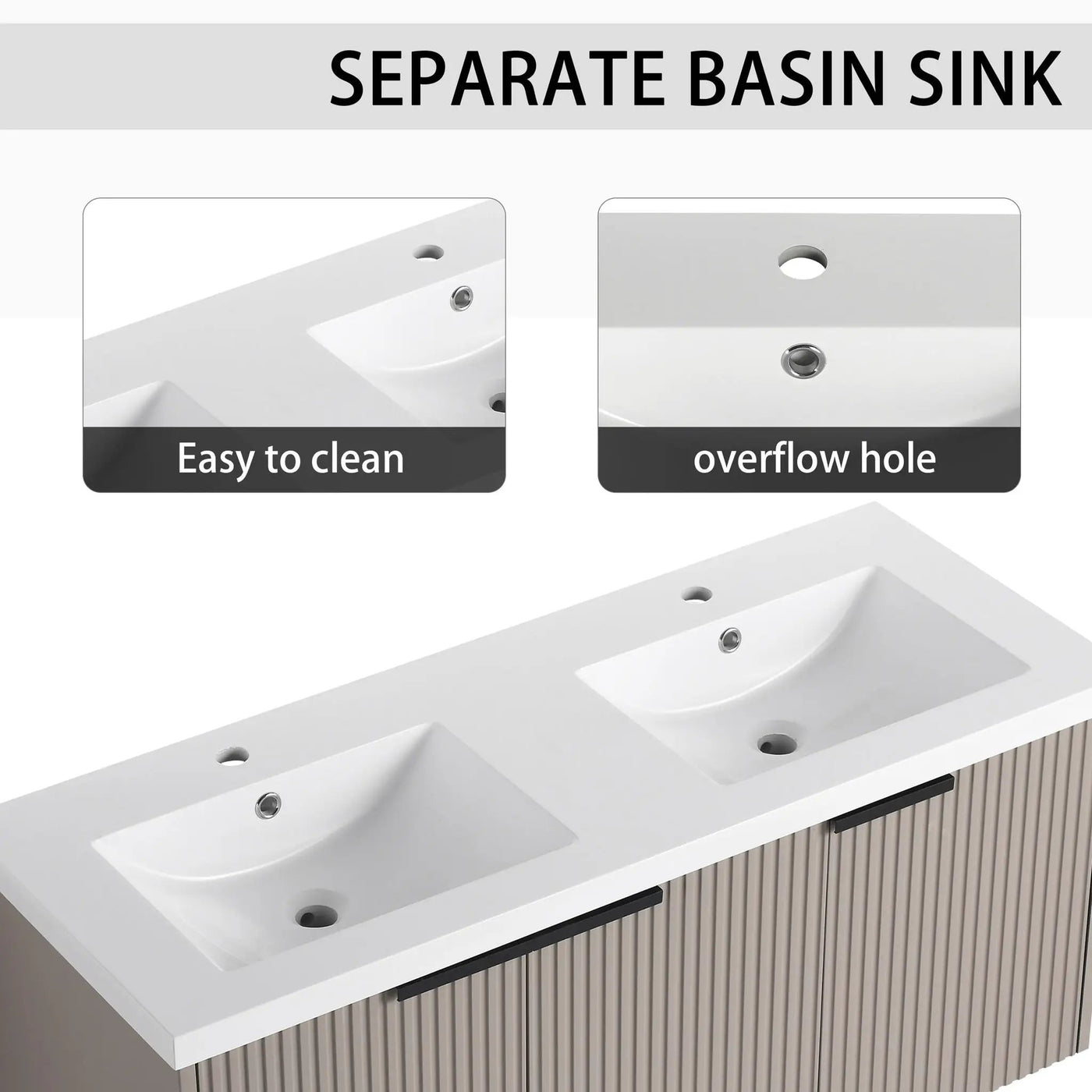 Contemporary Wall Mounted Bathroom Vanity With Resin Double Sink by HouseOfZazla