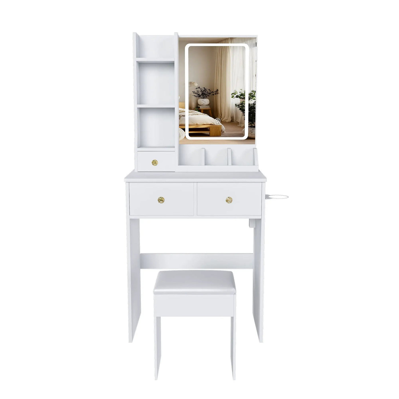 Modern Small Vanity Desk With 3 LED Lighting Modes, 3 Drawers by Unique Piece Furniture