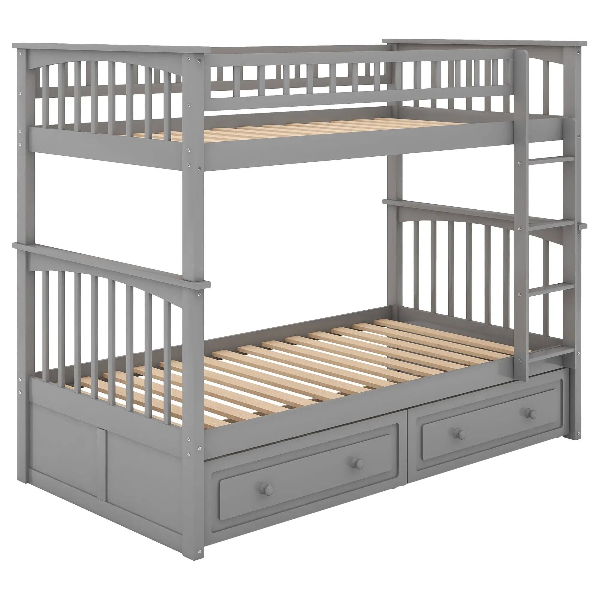Mystrene - Twin Over Twin Bunk Bed With Drawers, Convertible Beds by Unique Piece Furniture