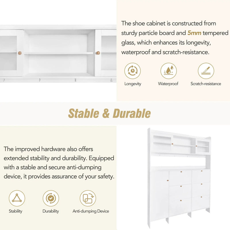 On Trend Multifunctional Tipping Bucket Shoe Cabinet With Storage Shelf & 6 Flip Drawers by HouseOfZazla