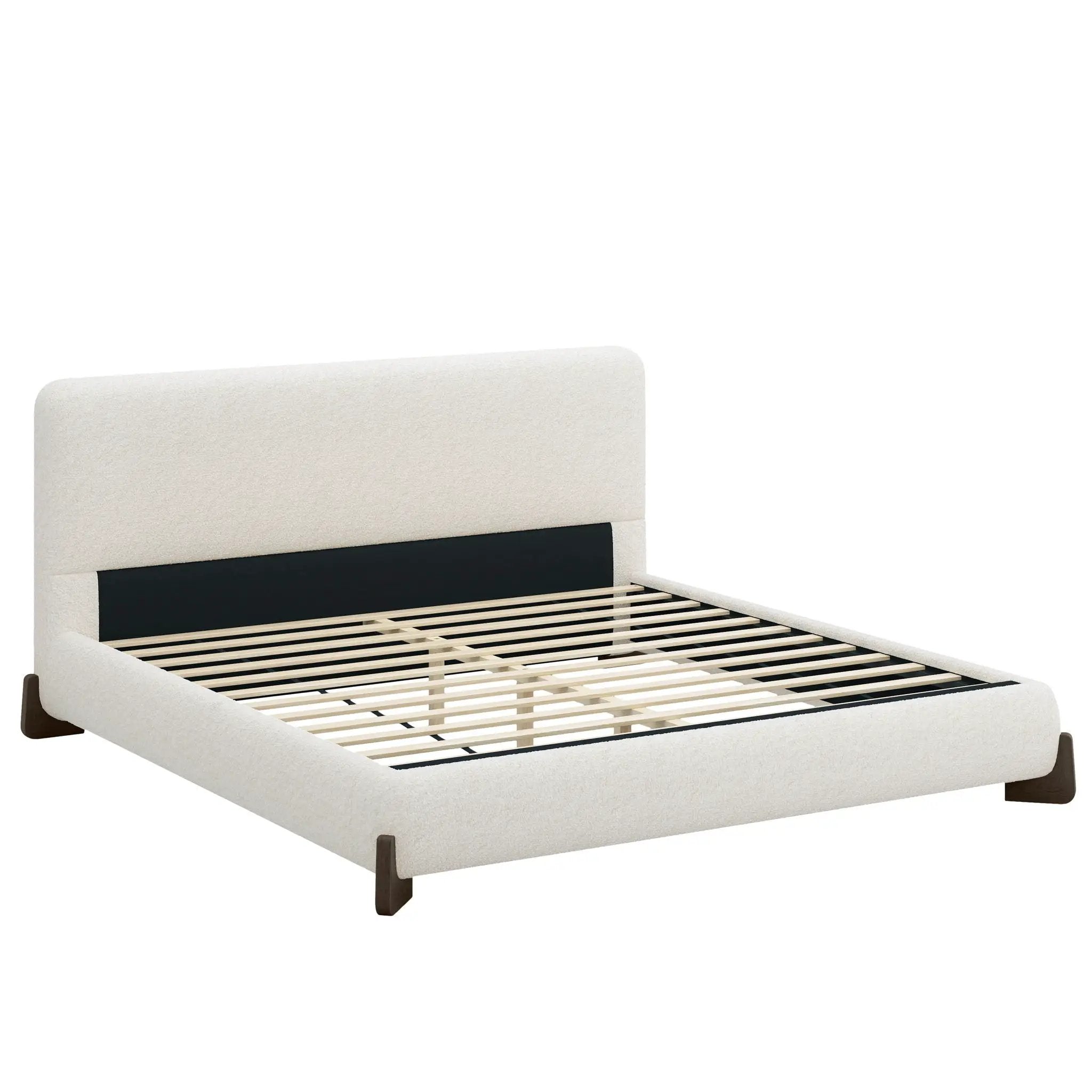 Elegant Boucle Upholstered Bed With Solid Wood Legs by HouseOfZazla