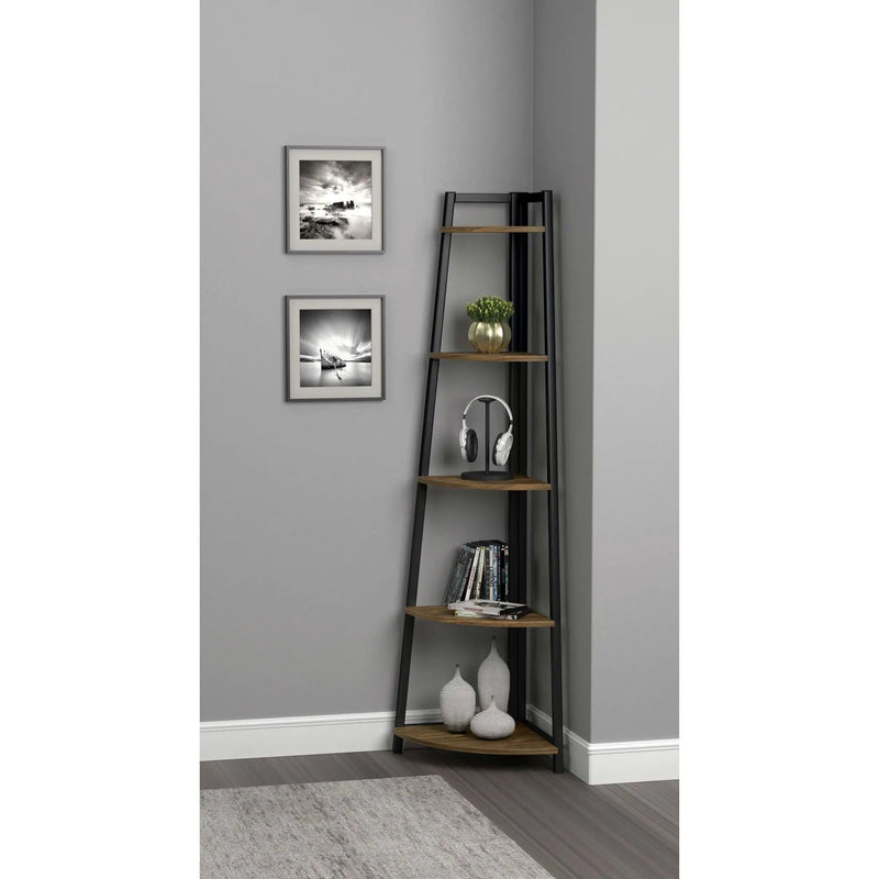 5 Tier Corner Bookcase - Brown by HouseOfZazla