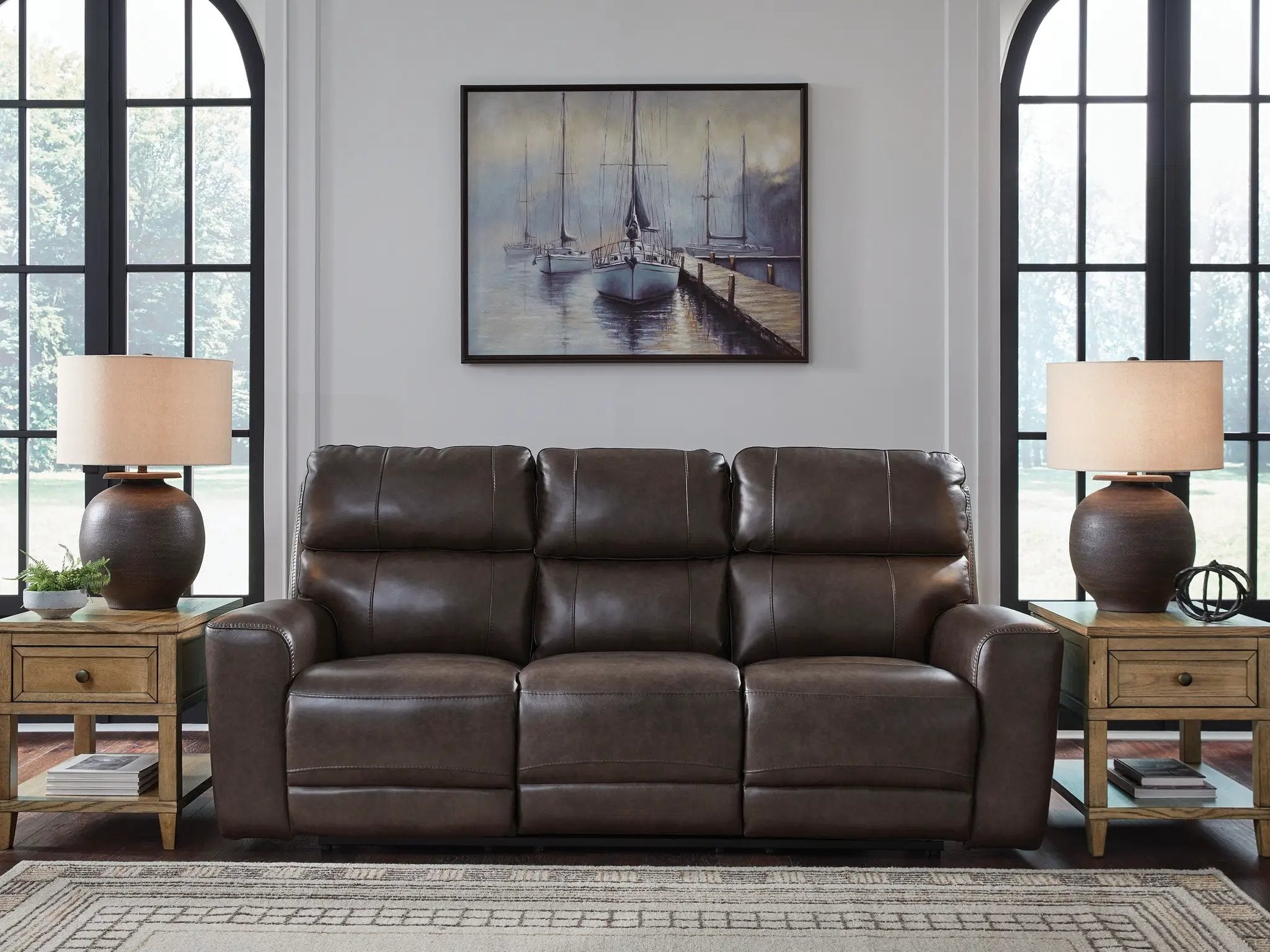 Crossplex - Power Reclining Sofa With Adjustable Headrest - Smoke by Unique Piece Furniture
