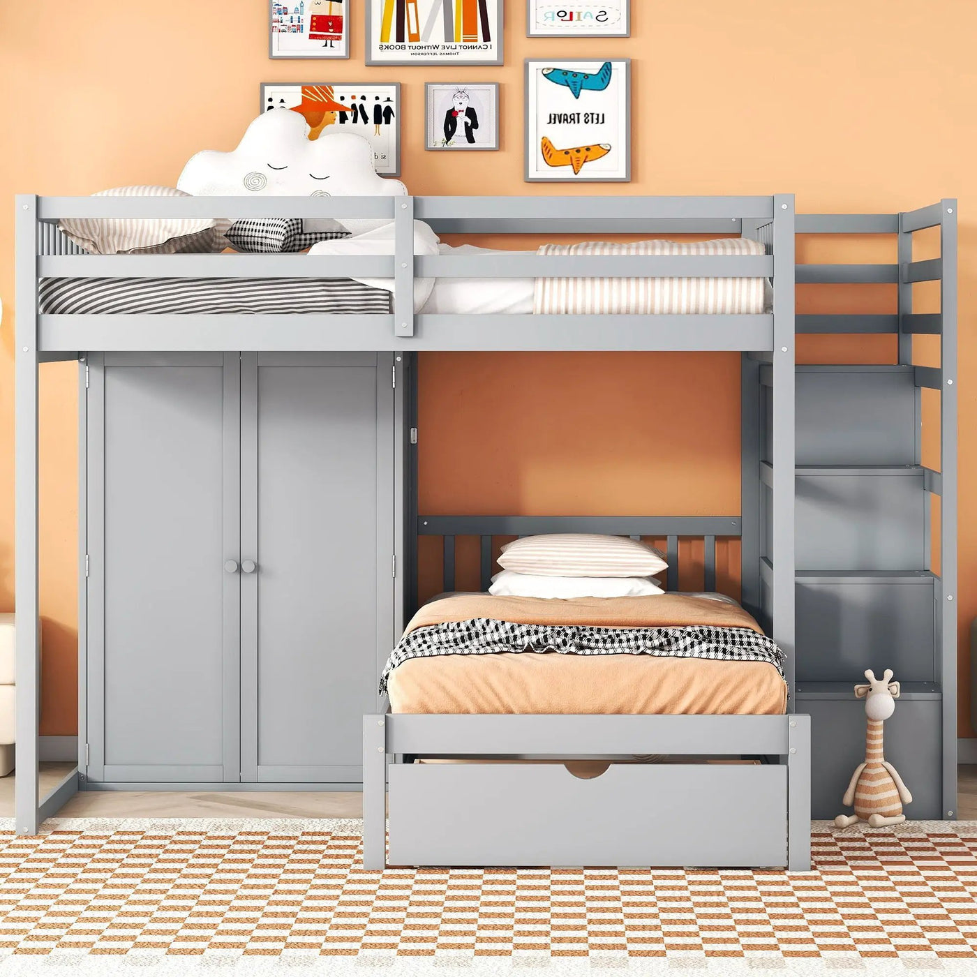 Bunk Bed With Wardrobe, Drawers by Unique Piece Furniture