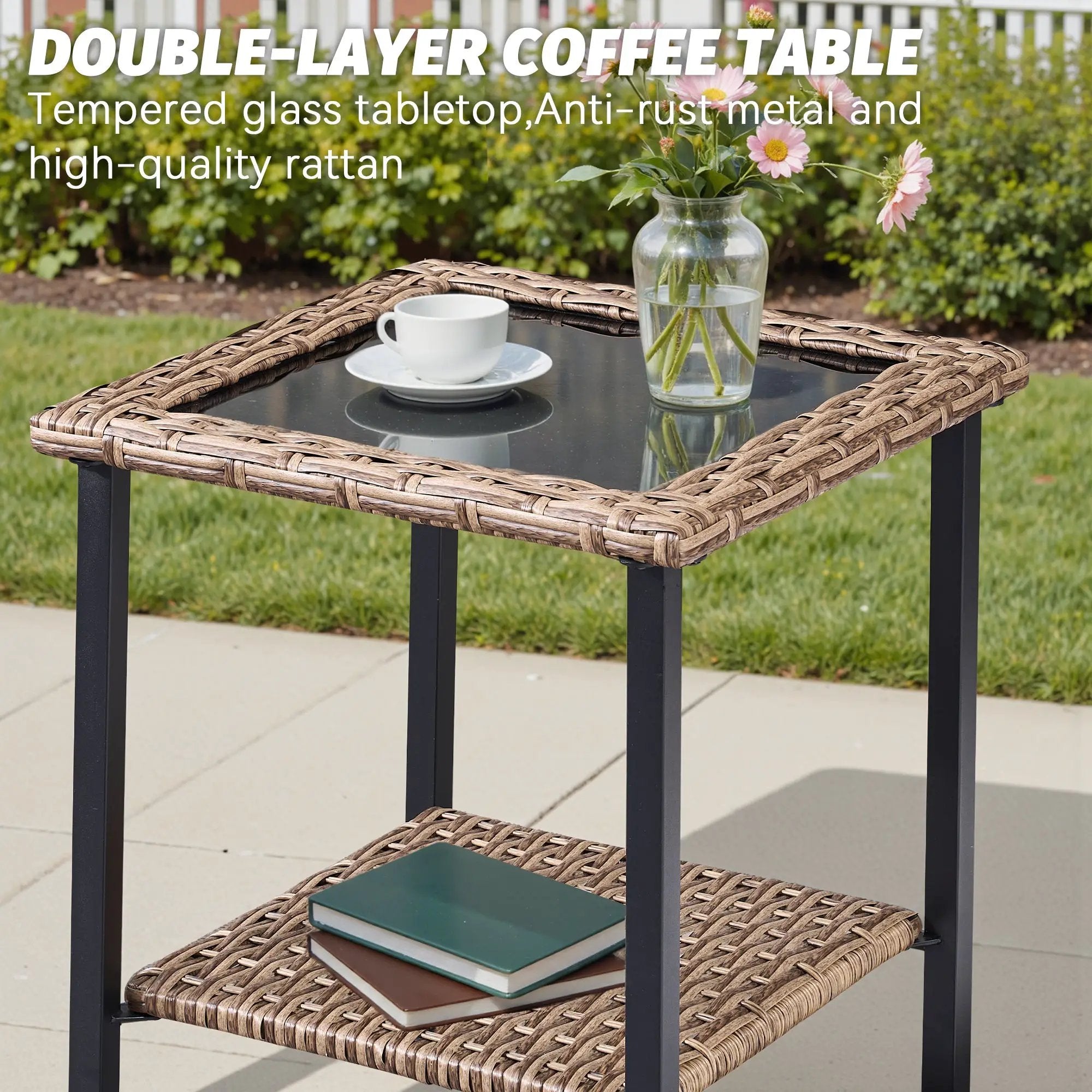 5-Piece Outdoor Lounge Chairs Set with Side Table and Ottomans by HouseOfZazla