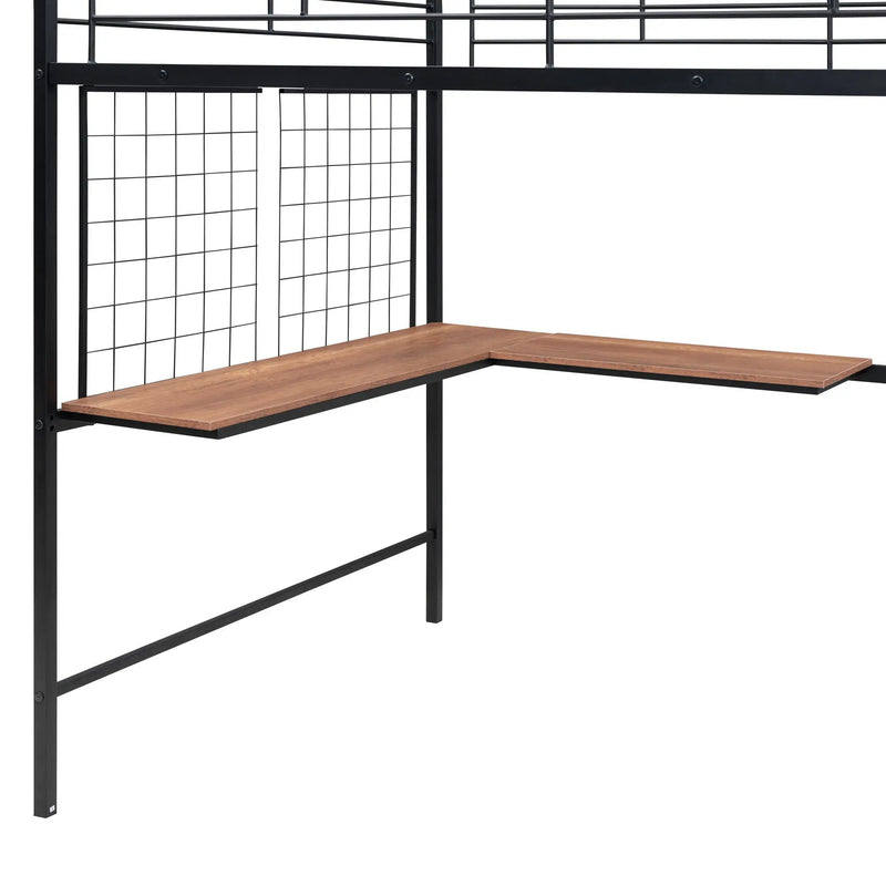 Loft Bed With Desk And Grid, Stylish Frame With Lateral Storage Ladder And Wardrobe by HouseOfZazla