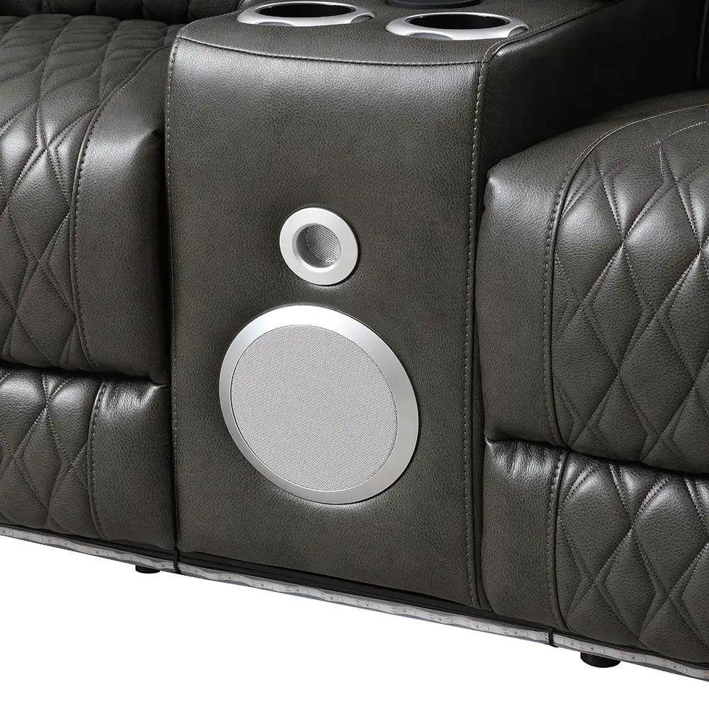 Taddeo - Power Motion Loveseat With Console, Speaker, USB, Wireless Charger & LED - Dark Gray by Unique Piece Furniture