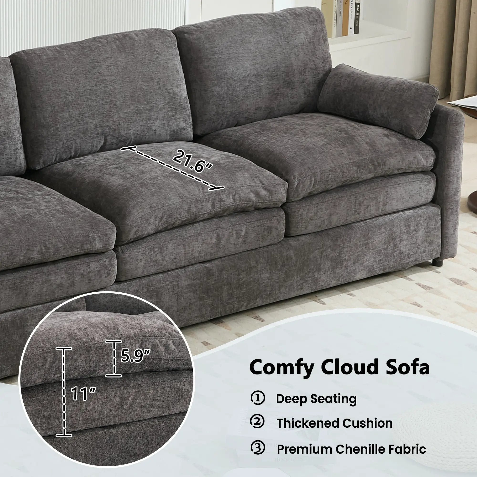 Cozy Upholstered 3 Seater Sofa Cushion For Living Room by Unique Piece Furniture