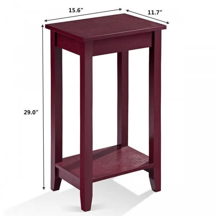 2-Tier Nightstand End Side Wooden Legs Table for Bedroom by DirectDeals