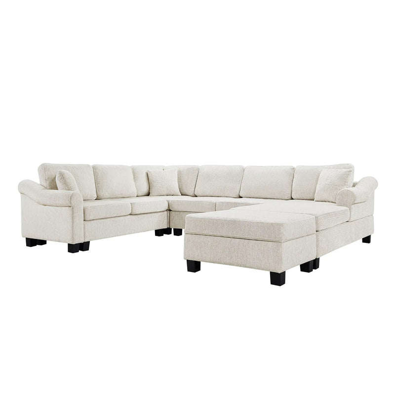 Contemporary U - Shaped Sectional Sofa With Movable Storage Ottoman by HouseOfZazla