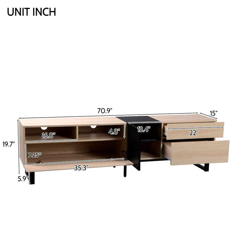 TV Stand For 80'' TV With Double Storage Space, Media Console Table With Drop Down Door by Unique Piece Furniture
