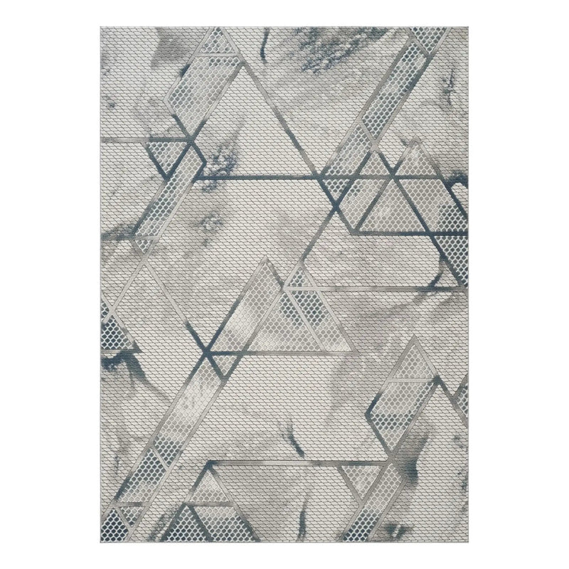 Geometrix - 5'3" X 7'3" Area Rug & Geometric, 3D Effect - Ivory / Gray by HouseOfZazla