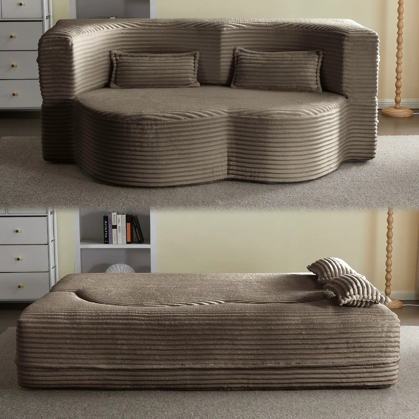 Floor Convertible Sleeper Sofa Bed With 2 Pillows by HouseOfZazla