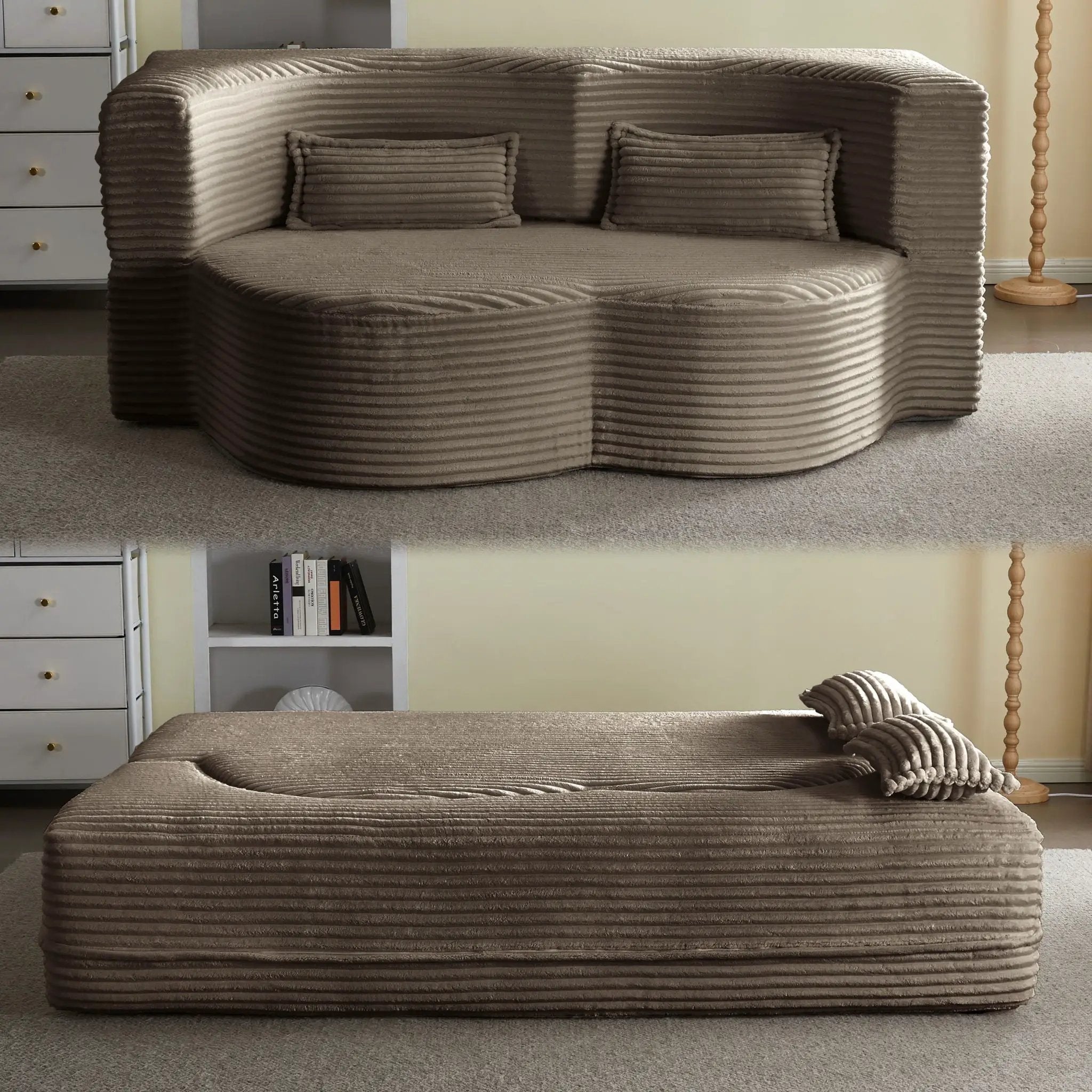 Floor Convertible Sleeper Sofa Bed With 2 Pillows by HouseOfZazla