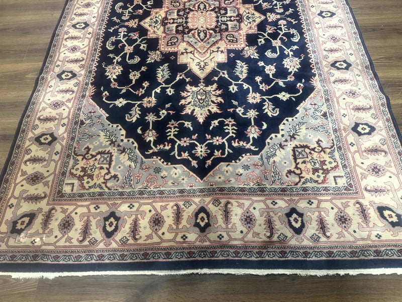 Karastan Rug Navy Serapi, Kara Shah Rug, Navy Blue, 5.6 x 8.6, Vintage Karastan Area Rug, Wool Pile Karastan Rug by Jewel Rugs