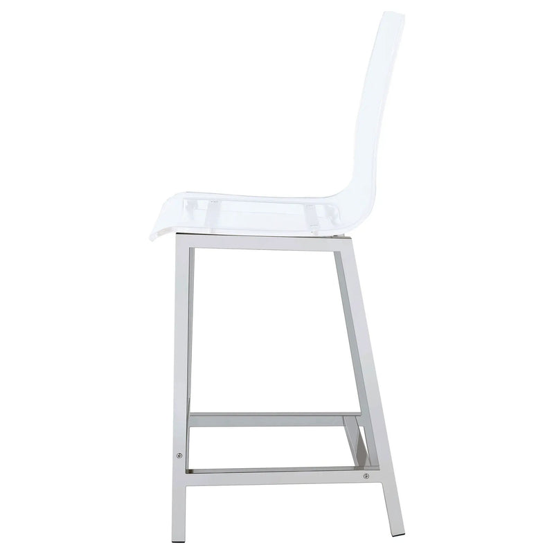 Juelia Clear Acrylic Counter Chair Chrome (Set of 2) by Unique Piece Furniture