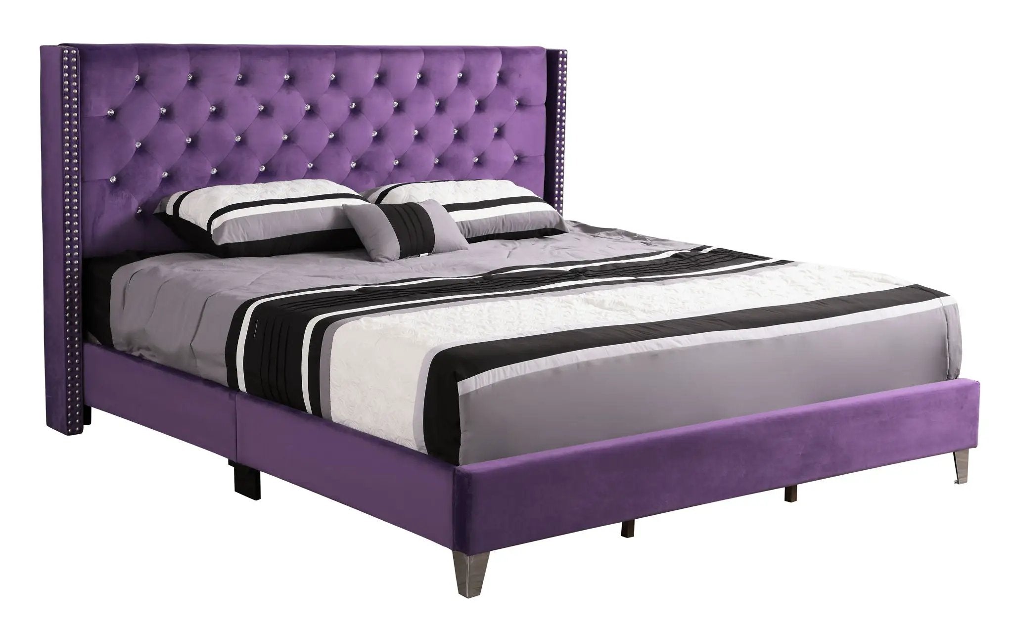 Upholstered Nailhead Trim Chic Bed by HouseOfZazla