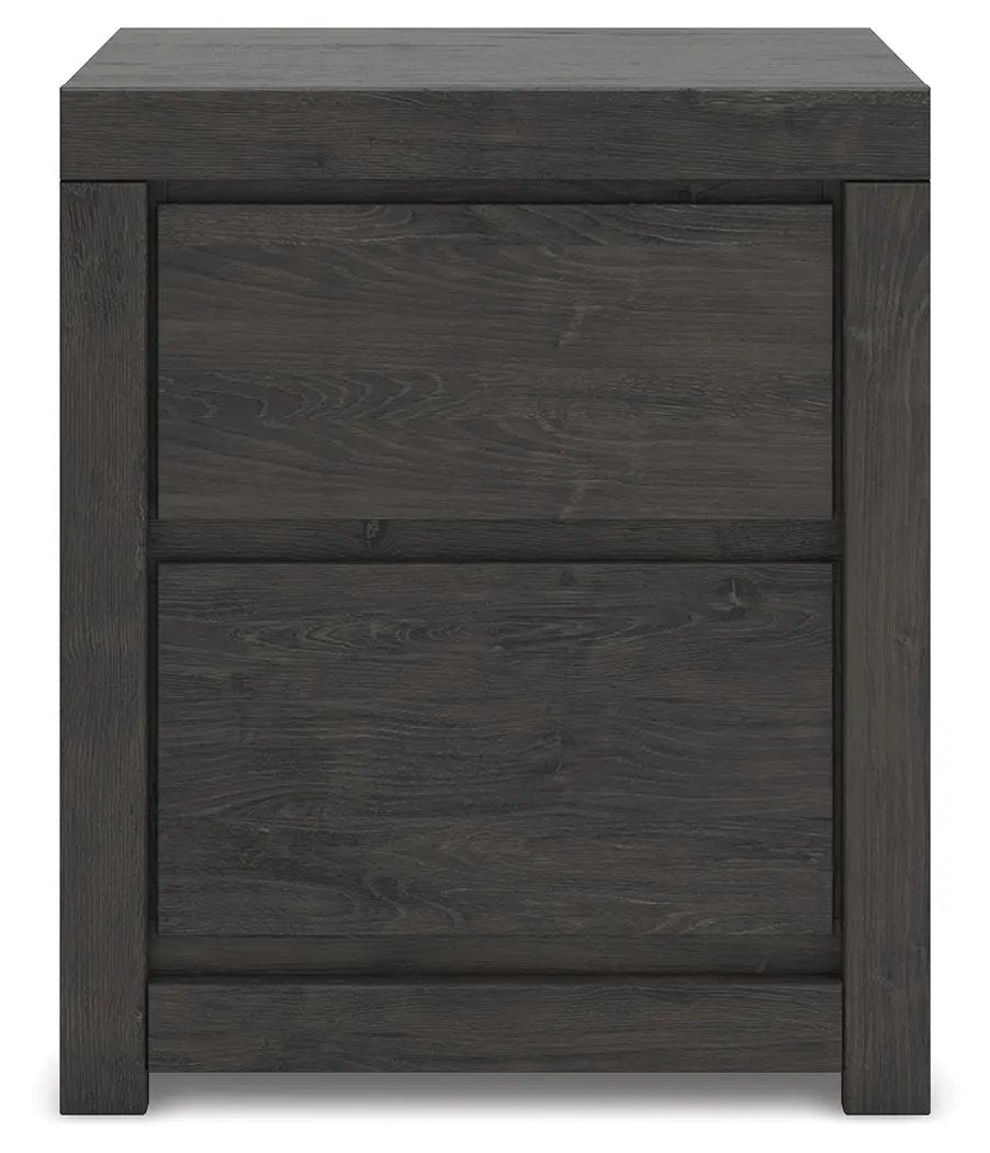 Fraluna - Two Drawer Night Stand - Charcoal by Unique Piece Furniture
