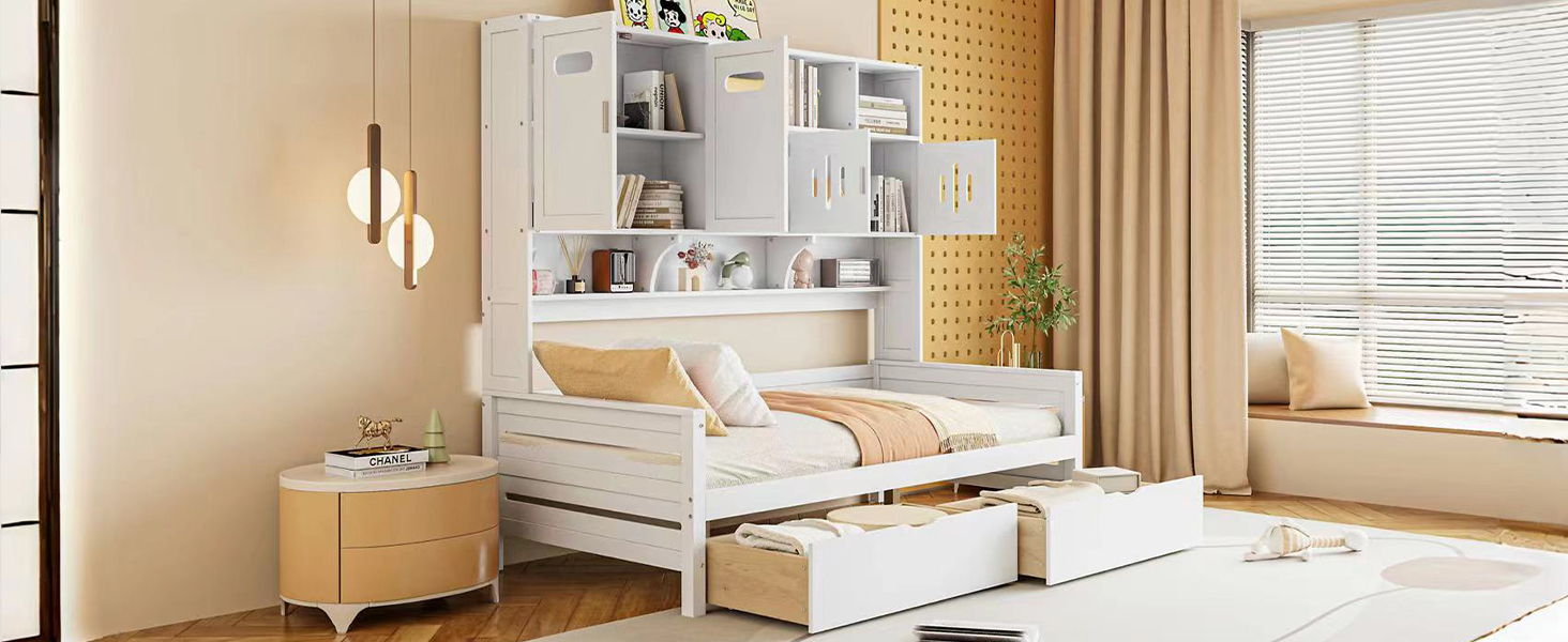 Daybed With All-In-One Cabinet And Shelf by HouseOfZazla