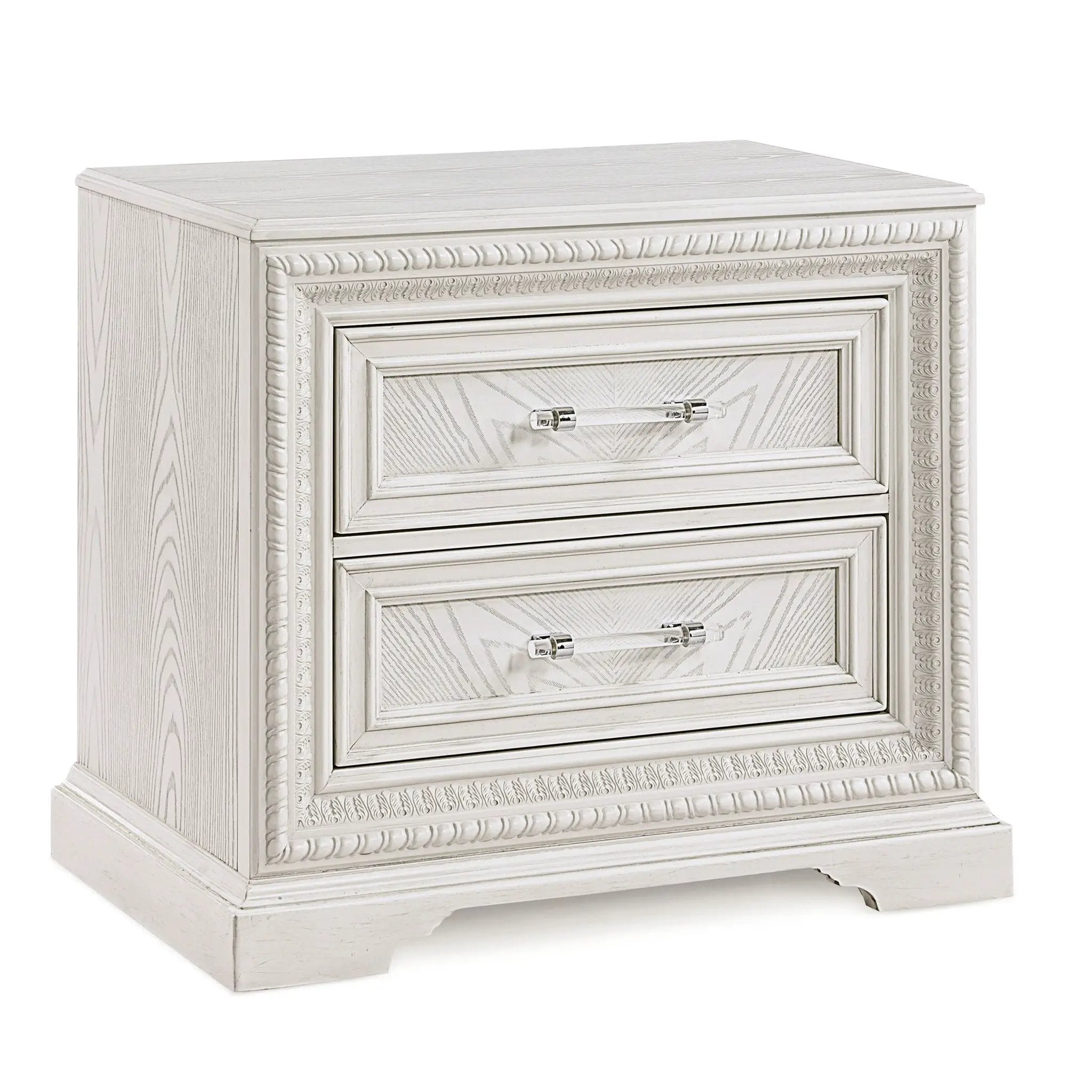 2 Drawer Storage Nightstand Bedroom Furniture - Antique White by HouseOfZazla