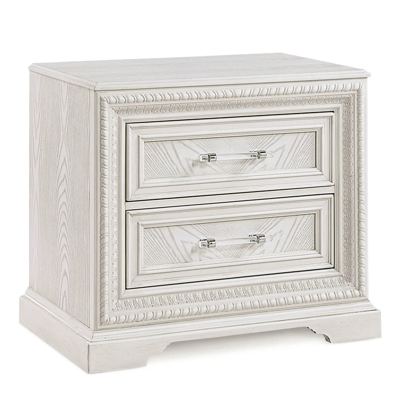2 Drawer Storage Nightstand Bedroom Furniture - Antique White by HouseOfZazla
