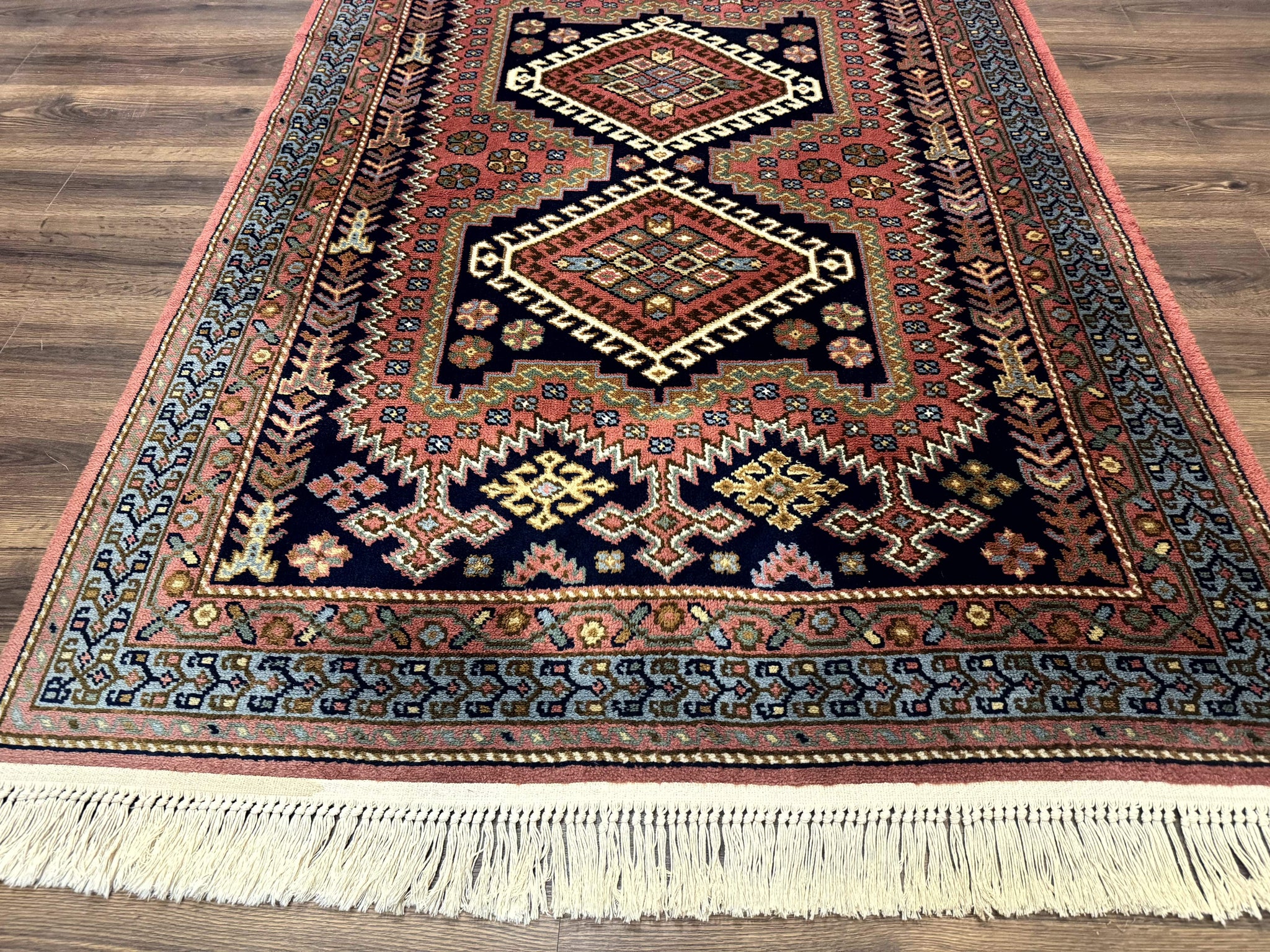 5x7 Persian Tribal Design Rug, Wool, Geometric Medallions, Vintage, Power Loomed by Jewel Rugs