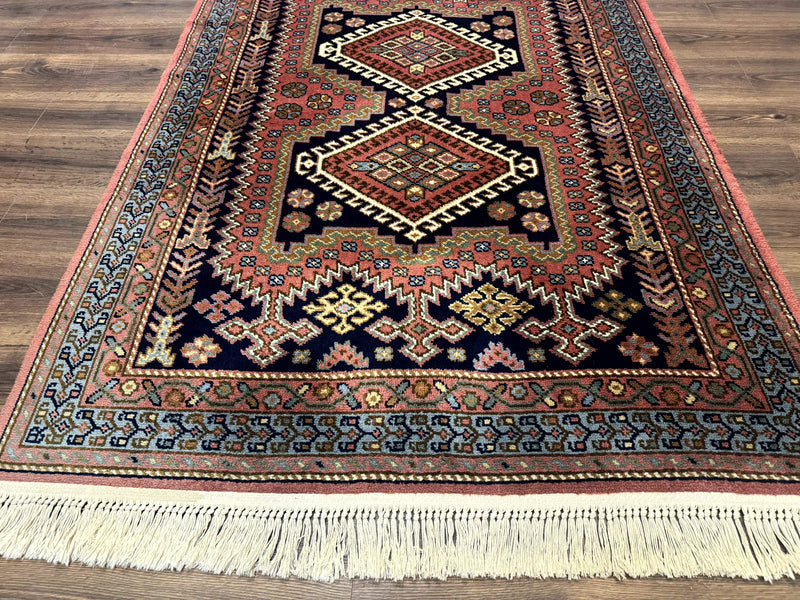 5x7 Persian Tribal Design Rug, Wool, Geometric Medallions, Vintage, Power Loomed by Jewel Rugs