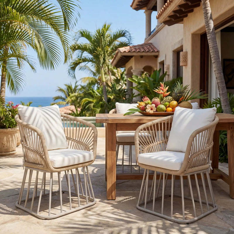 Outdoor Dining Chair MP1 - Teak Finish Wicker & Steel Frame by HouseOfZazla