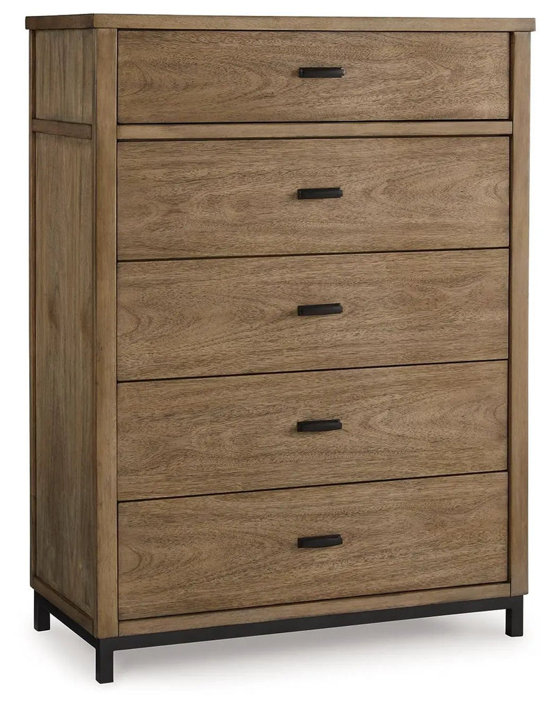 Tomtyn - Five Drawer Chest - Light Brown by Unique Piece Furniture