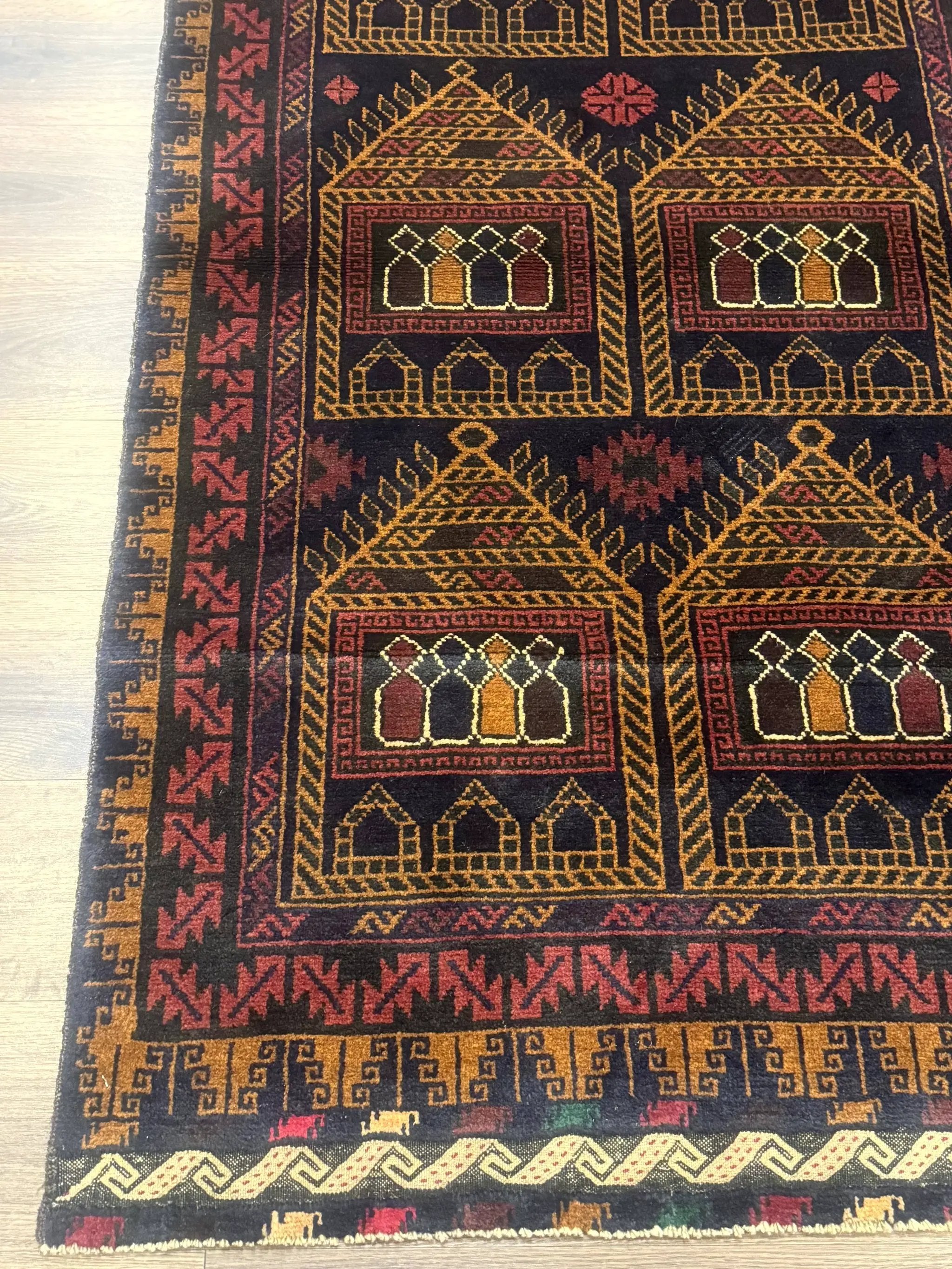Afghan Rug 3x7, Navy Blue, Tribal Rug, Balouch Carpet, New by Jewel Rugs