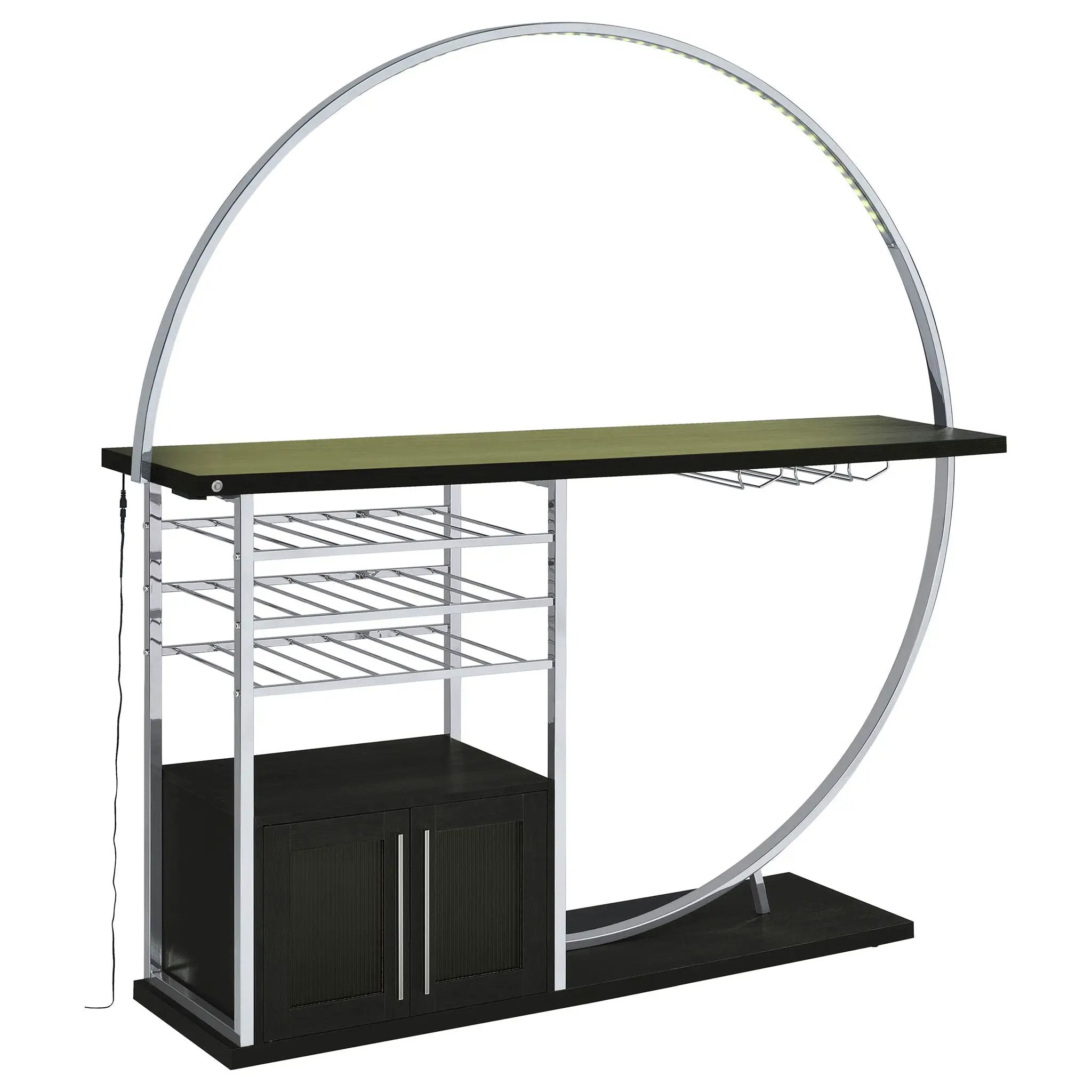 Risley 2-door Circular LED Wine Cabinet Dark Charcoal by Unique Piece Furniture