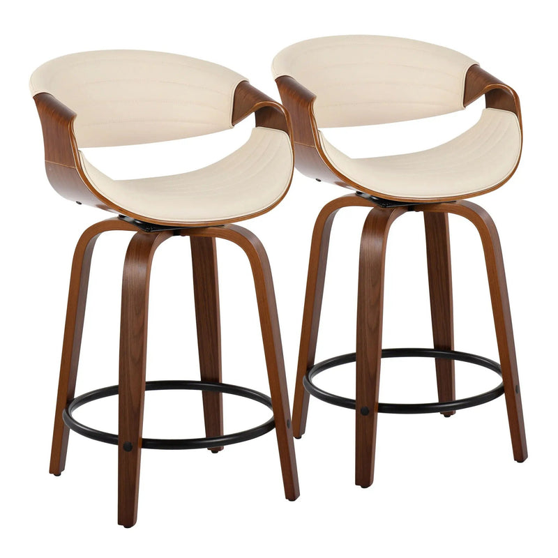 Symphony - Mid Century Modern Fixed Height Counter Stool With Swivel With Round Footrest (Set of 2) by HouseOfZazla