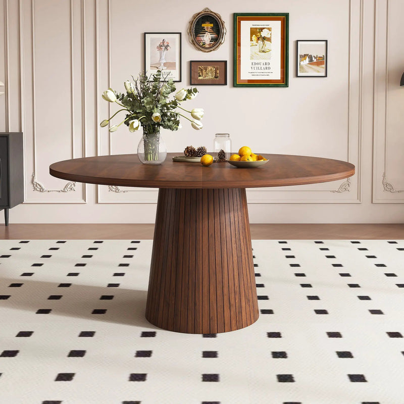 47 Inch Round MDF Dining Table for 4, Modern Farmhouse Style by HouseOfZazla