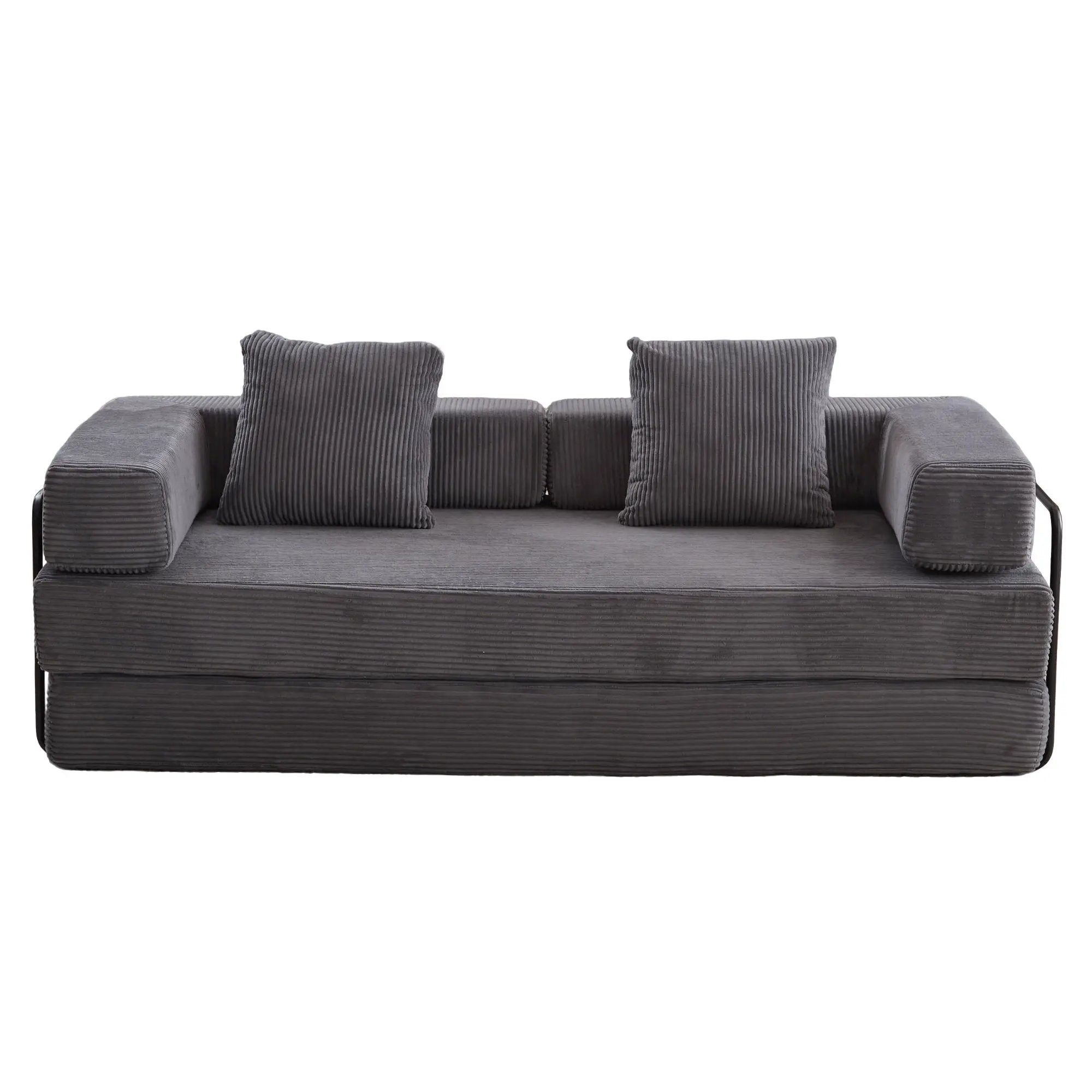 Floor Couch, Convertible Floor Sofa Bed With Pillow Back Support Armrest by HouseOfZazla