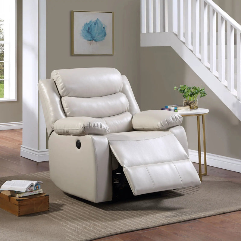 Eilbra - Synthetic Leather Power Motion Recliner - Beige by Unique Piece Furniture