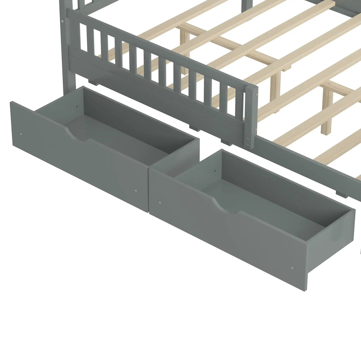 Platform Bed With Guardrails On Both Sides And 2 Storage Drawers by HouseOfZazla