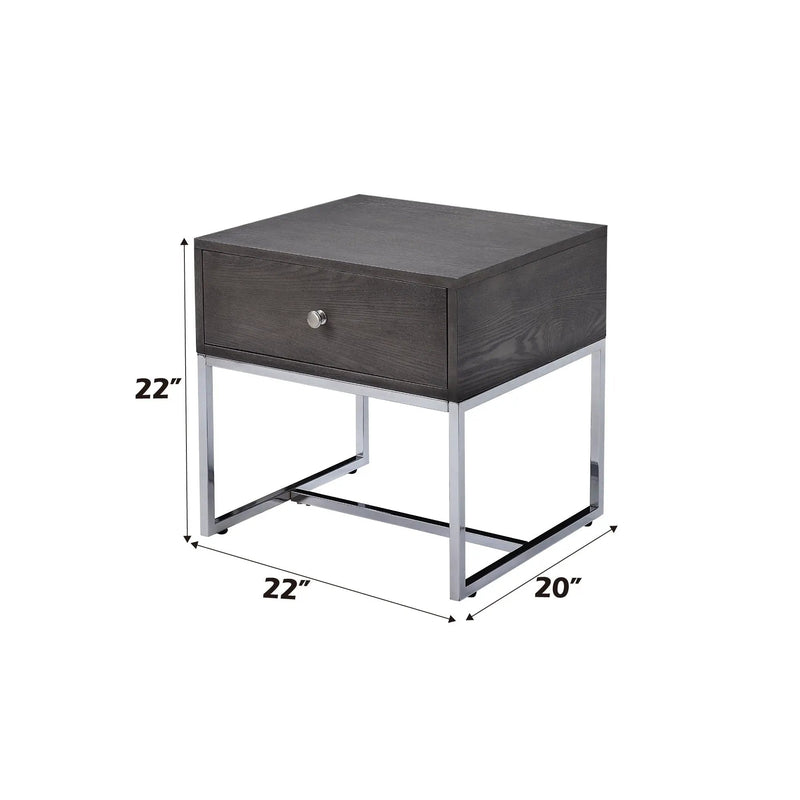 Iban - End Table - Gray Oak / Chrome by Unique Piece Furniture
