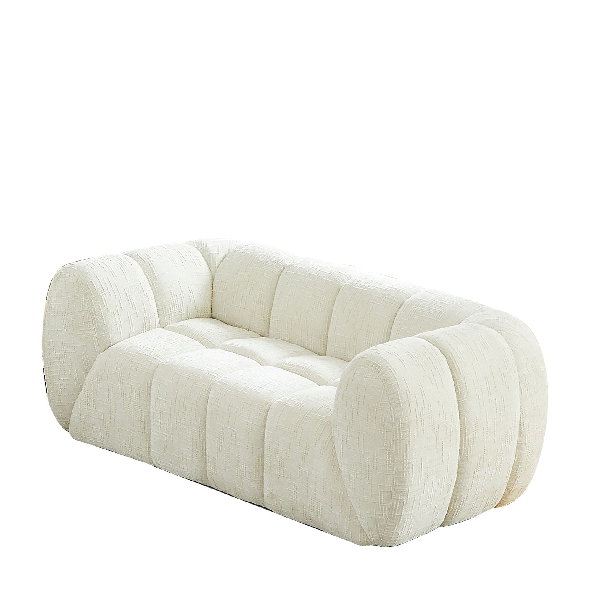 Quilted Cloud Sofa With Rounded Armrests And Piano Key Backrest Design by HouseOfZazla