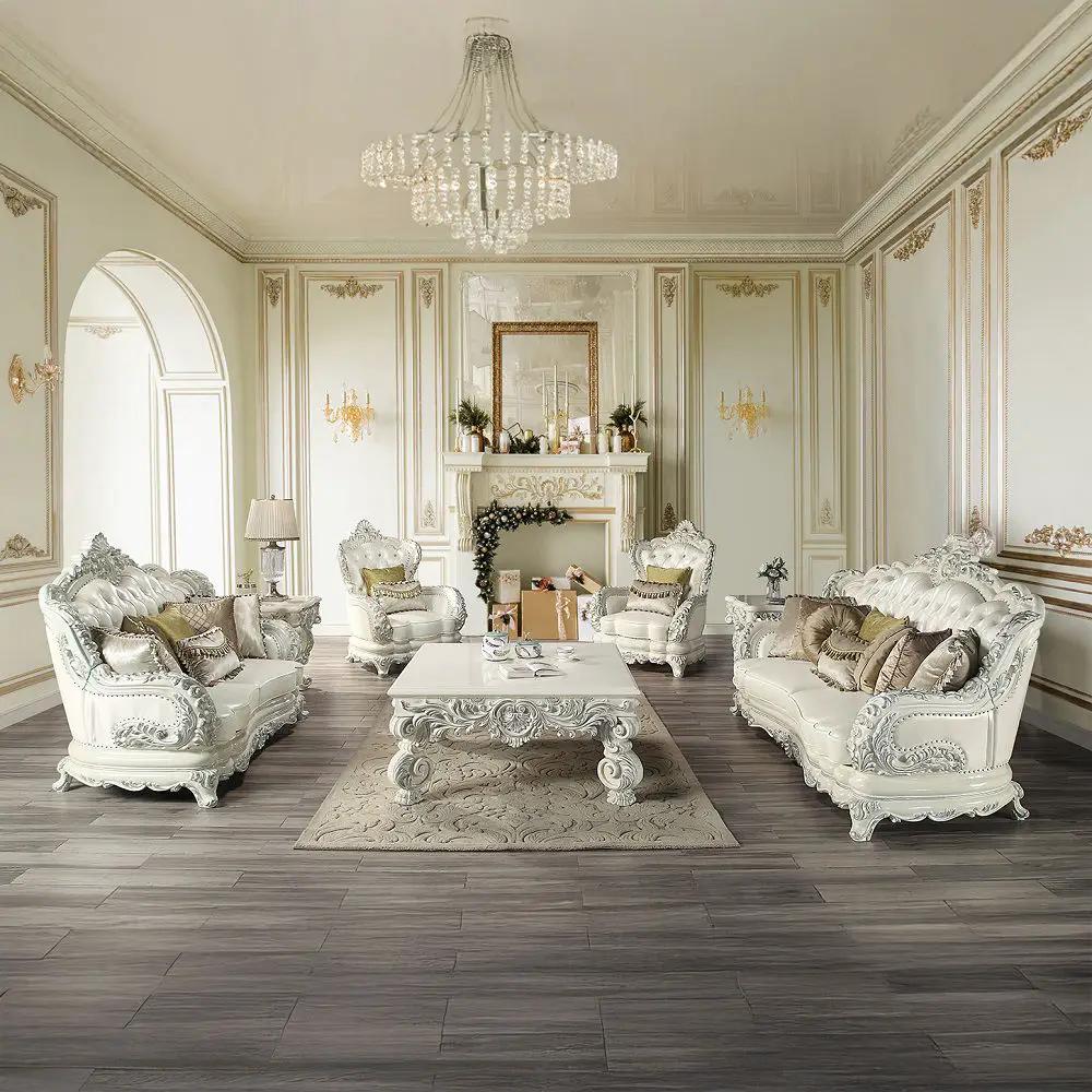 Adara - Chair With 2 Pillows - Pearl White Synthetic Leather & Antique White by Unique Piece Furniture