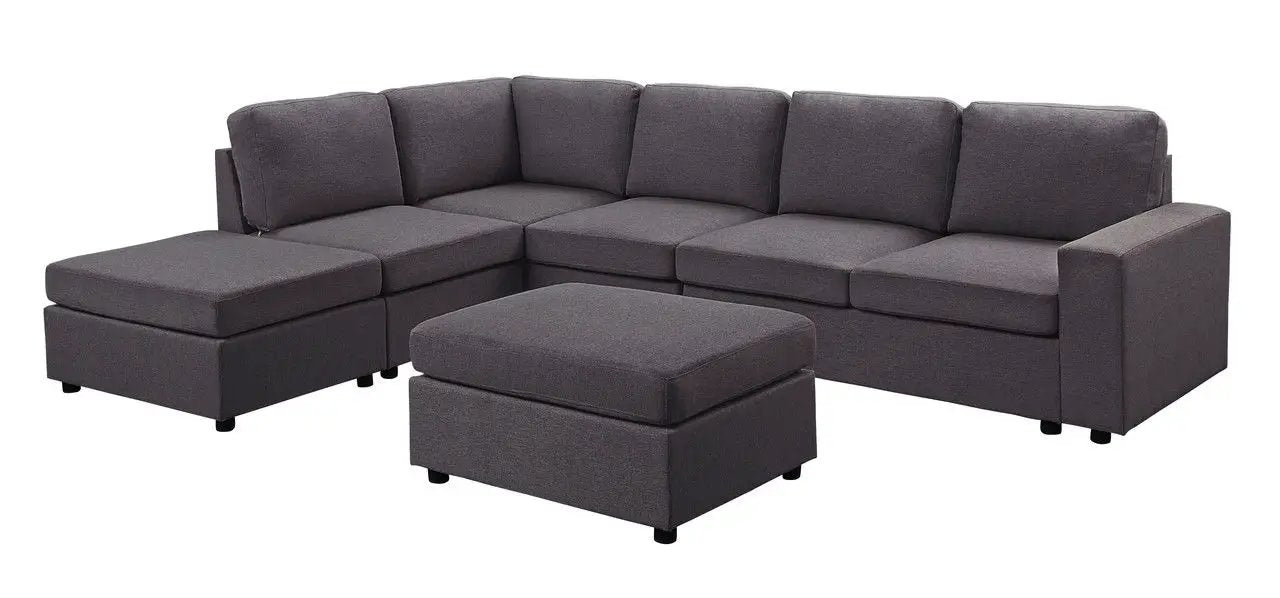 Cassia - 7 Seat Reversible Modular Sectional Sofa With Ottoman by Unique Piece Furniture