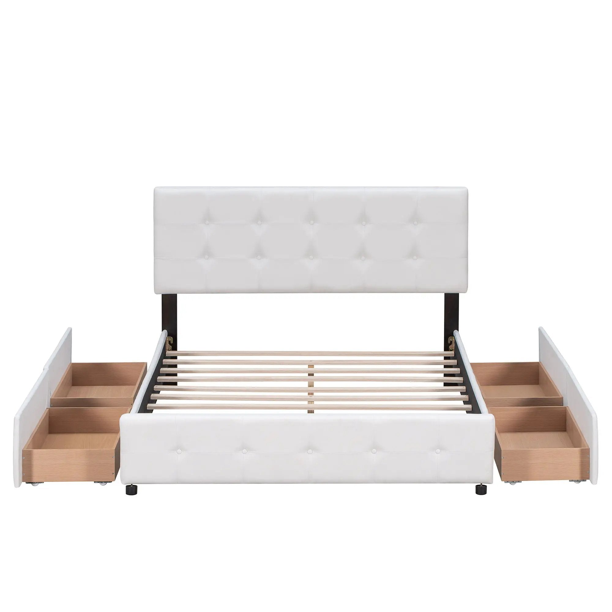 Upholstered Platform Bed With Classic Headboard And Drawers, No Box Spring Needed by HouseOfZazla