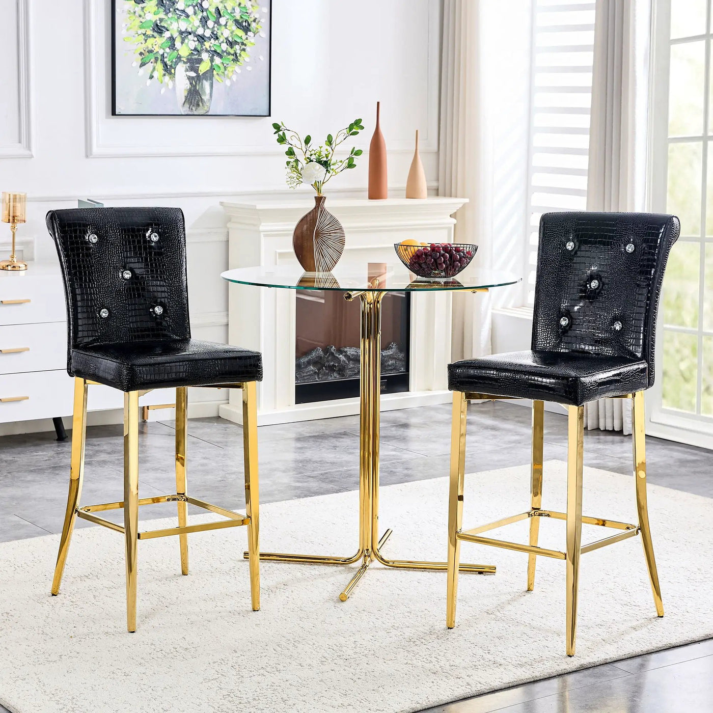 Bar Chairs With Crystal Clasp Design (Set of 2) by HouseOfZazla