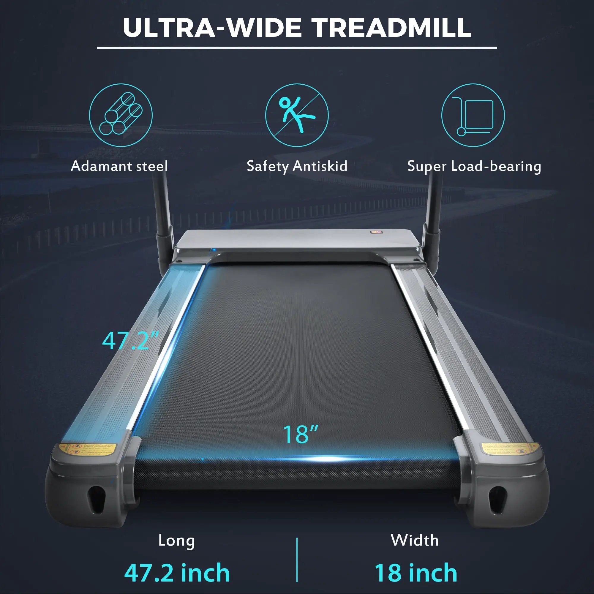 Folding Electric 3.5Hp Treadmill Medium Running Machine Motorised Gym 330Lb, Portable Compact Treadmill Foldable For Home Gym Fitness Workout Jogging Walking, Electric Motorized Power 14Km / H - Gray by HouseOfZazla