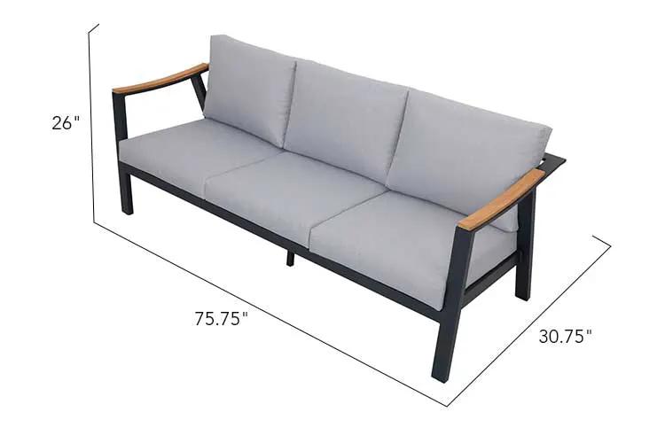 Nova 4-Piece Aluminum & Teak Sofa Set with Stationary Chairs by Outdoor-USA®