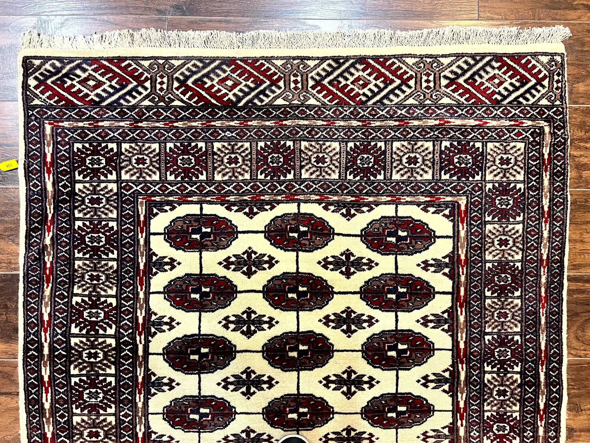 Pakistani Bokhara Rug 4x6, Turkoman Carpet, Vintage Handmade Wool Rug, Ivory by Jewel Rugs